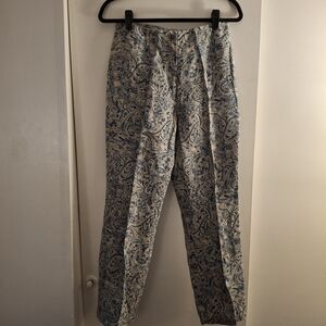 Harold's Cream and Blue Paisley Linen Chinos